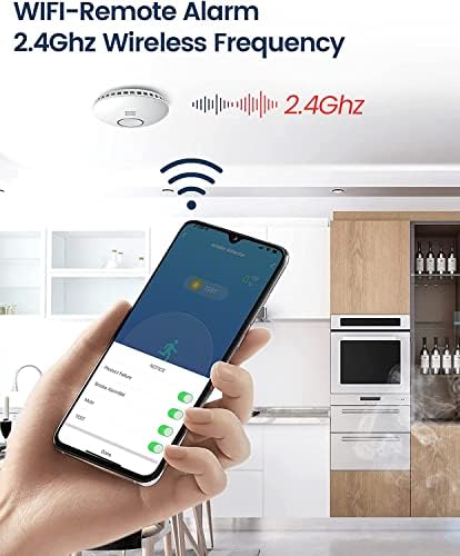 Ecoey WiFi Detector за чад, аларм за чад WiFi со фотоелектрична технологија и LED, аларм за чад со функција за тестирање и