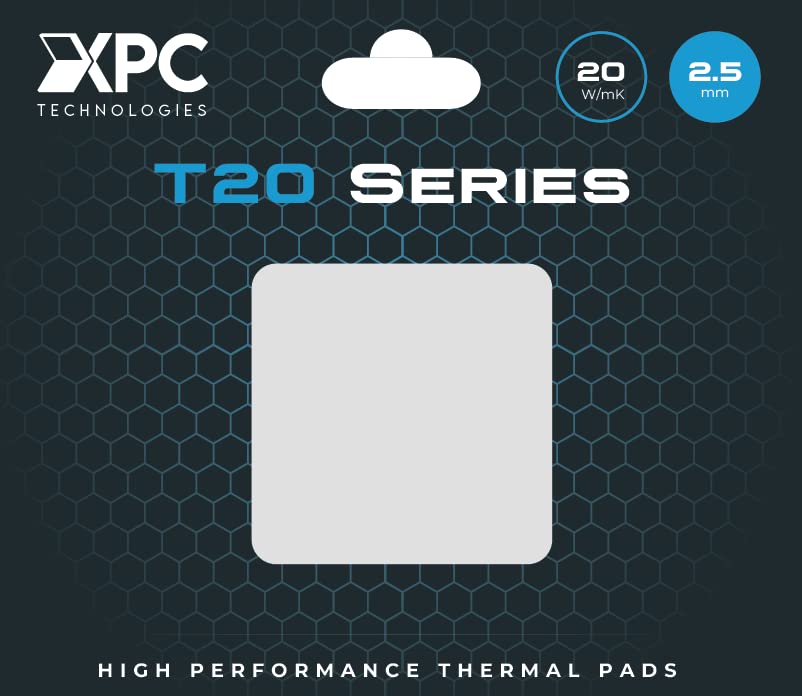 XPC високи перформанси 20W/MK термичка подлога T20 серија, 100 x 100mm, бела, дебелина од 0,5 мм до 3,5 мм, непроводливи за графички процесор,