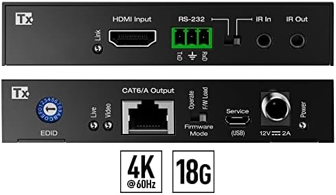 Key Digital KD-X444SP: HDMI над 50m CAT6 Extender Set со 4K 18Gbps опсег на опсег, HDR, HDCP 2.2, HDR, се протега на 4K 18Gbps и