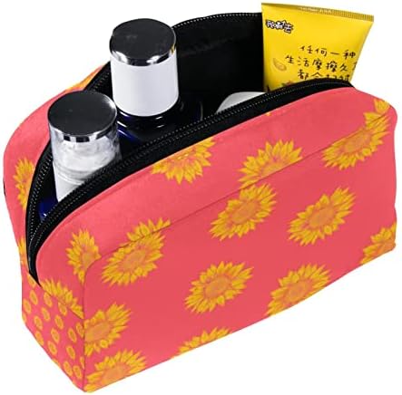 Тоалетна Торба, Козметичка Торба За Шминка За Патувања За Жени Мажи, Сончоглед Розово Жолто Ретро Цветно Печатење