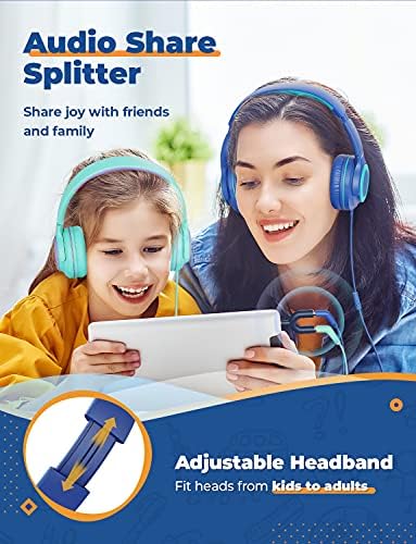 Пакети за слушалки за деца iClever HS22 & BTH13, безбеден волумен ограничен, преклопен, вграден во микрофон, слушалки за деца за