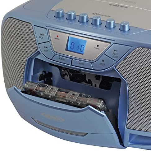 Јенсен ЦД-590-БЛ ЦД-590 1-WATT Portable Stereo CD и Cassette Player/Recorder со AM/FM радио и Bluetooth