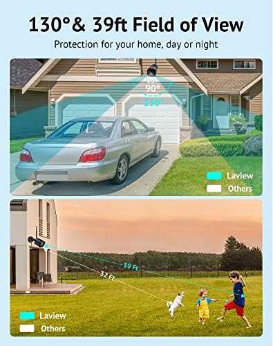 Безбедносни камери Laview Outdoor 1080p HD, камери за домашна безбедност со AI Human Detection, водоотпорен IP65,2-насочен аудио, Clear Night Vision,