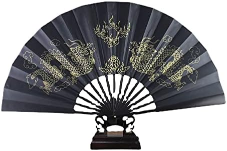 КСИАЛОН 1pc 33cm Домашни Украси Свадба Кинески Печатени Златен Змеј Вентилатор Секојдневна Употреба Танц Подарок Рака Вентилатор