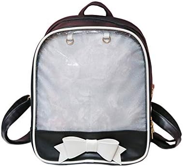 Ранец на торби со торба со пинови за дизајн на bowknot прикажува транспарентна торба за прозорци