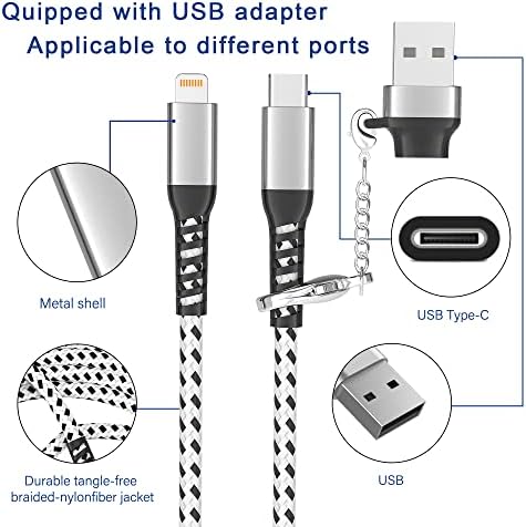 30W USB-C & USB-A двојно полнач за полнач за полнач за полнач за полнач Брзо автоматско полнење со Apple MFI овластен 3FT USB-C на