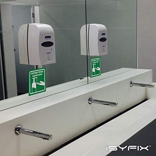Налепници за сапун за миење сапун ISYFIX - 4 пакувања 6x6 инчи - Премиум само -лепете винил, етикети за миење сапуни за миење раце, ламинирани