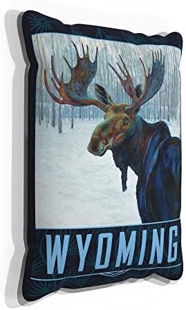 Вајоминг Зимски лос Фаукс велур тросед фрли перница од нафтено сликарство од уметникот Кари Лер 13 x 19.