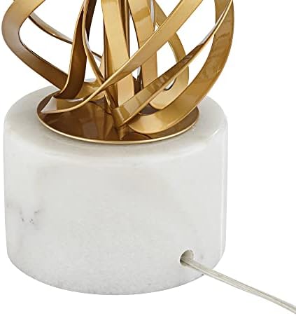 POSSINI EURO DESIGN модерна табела за ламба 32 висока златна спирална пресврт метал бела ткаенина тапан декор за дневна соба спална соба куќа кревет покрај ноќната канцелар?