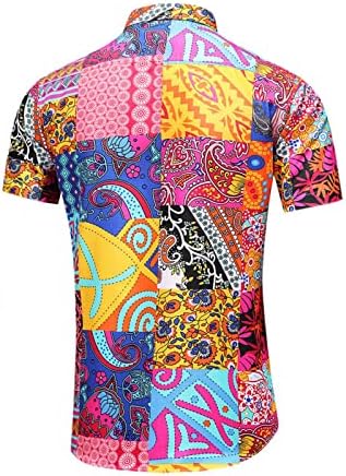 Машки хавајски кошули кратки ракави печатени копче надолу летни кошули со фустани на плажа удобни блузи врвови за мажи