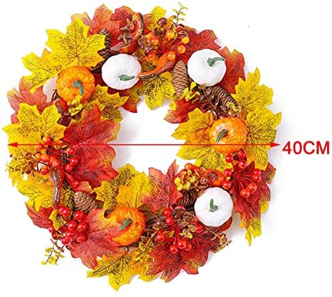 Baoblaze 15,7 есенски венец за влезна врата со тиква есенска жетва венец за пад на домашна забава дома