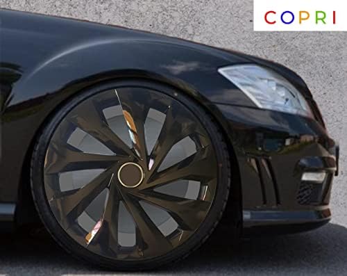Копри сет од покривка од 4 тркала од 14 инчи црна Hubcap Snap-on Fits Hyundai Accent