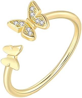 Женски прстени мода симпатична минималистичка пеперутка дизајн венчален прстен Деликатен накит подароци за жени прстен за прстен за прстени за