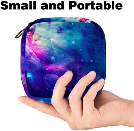 Санитарна торба за складирање на салфетки, торба за период, торба со тампон, торба за шминка, космичка галаксија шарена сина галаксија шема