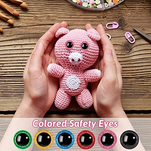 Nelytiya Големи безбедносни очи 60 парчиња пластични безбедносни очи, 30мм сјај занаетчиски кукли очи со мијалници за кадифен животински капчиња