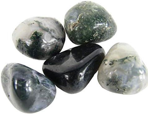 5 парчиња зелени мов агат паднати камења - лековити камења, метафизичко заздравување, чакра камења за Вика, Реики, заздравување,