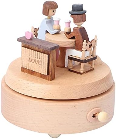 Lkyboa дрвена музичка кутија рачно изработена убава loveубовна двојка механичка музика мелодиска кутија за ден на в Valentубените,