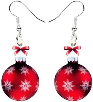 Ганфанрен акрилик Божиќна снегулка топка Подароци обетки капка Дангл сет накит за жени девојки украси привлечности Нова година