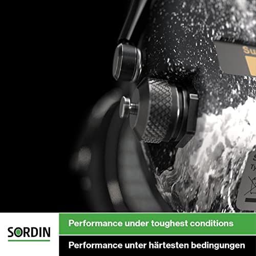 Sordin Supreme Pro X - Електронски безбедносен ушен за снимање со заптивки на вратот и гел - Заштита на слухот со чаши од камо - SNR: 25DB