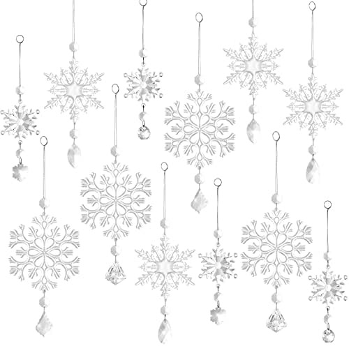 Зимски кристални украси за снегулка акрилни украси од снегулка што висат чист кристален украс снегулка украс поставува кристален декор