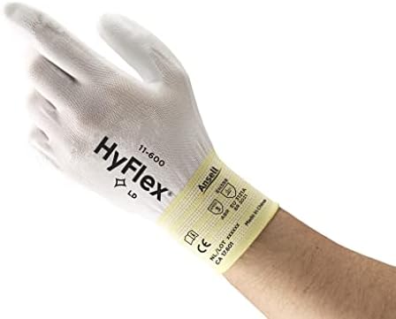 Hyflex 11-600 Industrial Industrial Light Duty w/palm облога за метална измислица, машини, автомобили - бело