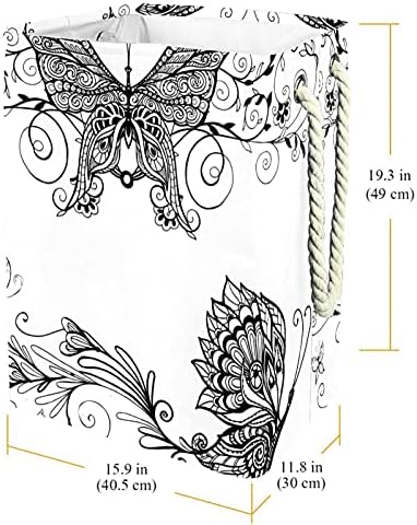 Антички Пеперутки Црна Корпа За Перење Склопувачки Правоаголен Организатор Попречува За Унисекс Возрасни, Тинејџерки, Момчиња, Водоотпорни Канти За Складирање Де