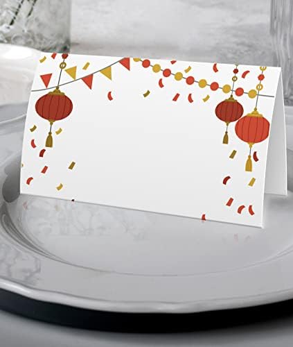 Кинески новогодишни етикети со шатори за храна - картички за место за кинеска нова година, картички за табели, табели за банкет,