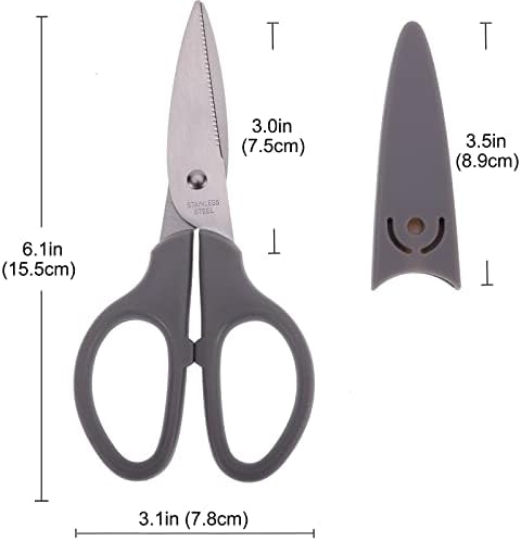 Youguom 6in повеќенаменски ножици, не'рѓосувачки челик остри основни ножици за канцелариски домашни домаќинства кујнски занаетчиски материјали w/ заштитно покритие, уд