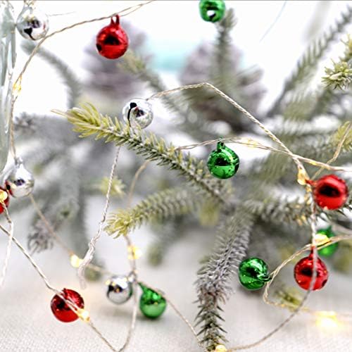 Miya Life Christmas String Lights 10ft 60 LED диоди 60 Jingle Sвончиња бакарна жица со далечински управувач за зимски фестивал Божиќна