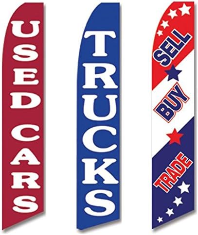 Три Swooper Flag Combo користени автомобили камиони продаваат трговија со црвена сина бела боја