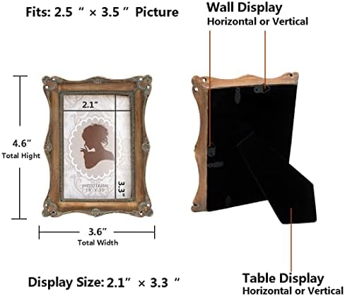 Sikoo 2.5x3.5 Рамки за слика Мала рамка за слики со големина на паричникот на паричникот 2,5 x 3,5 антички изглед на слики со слики, мини