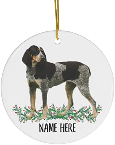 Смешно персонализирано име Bluetick Cooonhound црни подароци 2023 украси за новогодишна елка кружат керамика