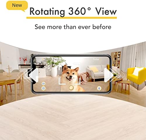 Фурбо 360° Куче Камера: [Нови] Ротирачки 360° Поглед Широкоаголна Пет Камера Со Лекување Фрлање, Боја Ноќ Визија, 1080p HD Тава, 2-Насочен