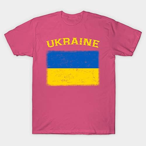 Машки маж со кратки ракави лабави маица со кратки ракави со кратки ракави на вратот на вратите украински печатење