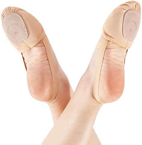 Сангесон Половина чевли за танцување - Стегав платно пируета чевли за балет, лирски, модерен, џез танц и современ