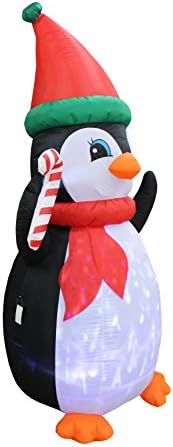 Два божиќни украси за украси, вклучуваат божиќни пингвин високи 7 стапки со светла со треперење, и пингвини со надувување на божиќни