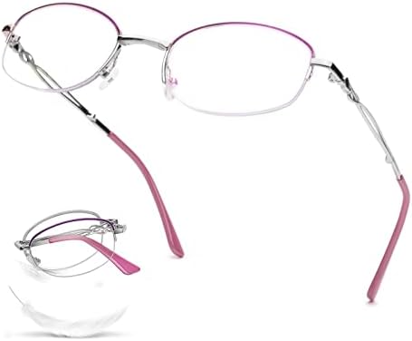 Половина рамка овални очила за читање за жени сребрени метални читатели на преклопување 1.0 1,5 2,0 2.5 3.0 очила за блокирање на сина светлина