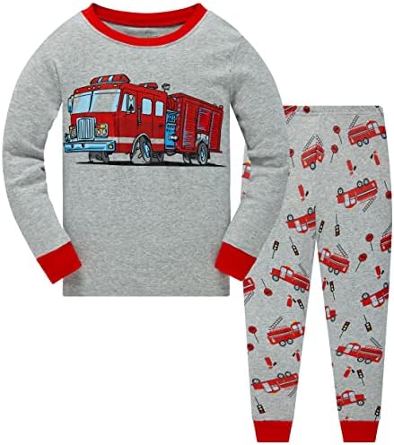 Акизиќ Дете за момчиња Планета пижами Диносаурус памук Детски камион 2 парчиња воз деца ПЈС облека за спиење за спиење сет 3-10T