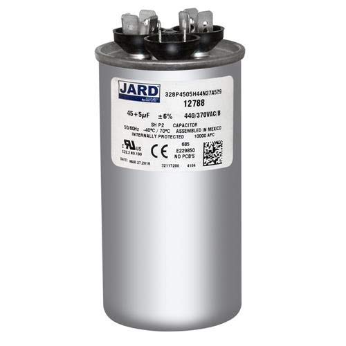 Jard 12788-45 + 5 UF MFD X 440 VAC го заменува Genteq Round Dual кондензаторот # C4455R / 27L889