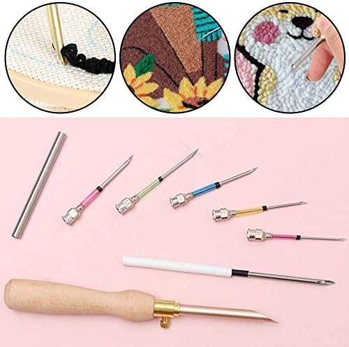 Сет за игла за везови, дрвена рачка за игла за игла за игла, комплетен сет, пенкала за везови за шиење на занаетчиски занаетчиски
