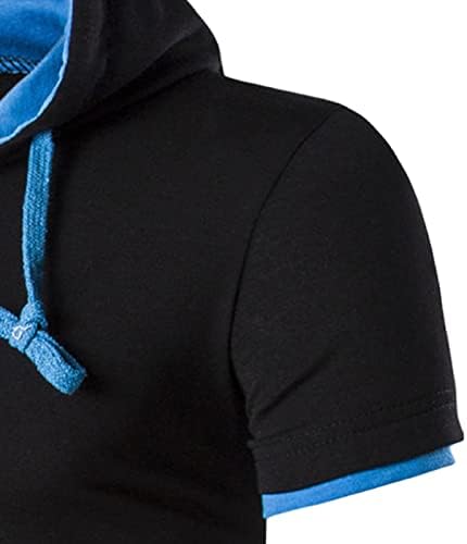 Маифу-ГJ Машки лесен бејзбол аспиратор маички бодибилдинг качулка со кратки ракави, случајно тенок фит тренинг пуловер