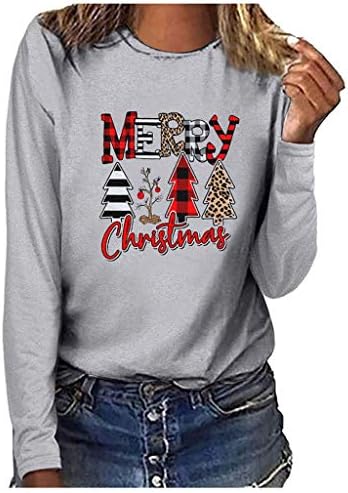Среќна Божиќна жена, обични долги ракави со долги ракави, блуза за џемпер на џемпер