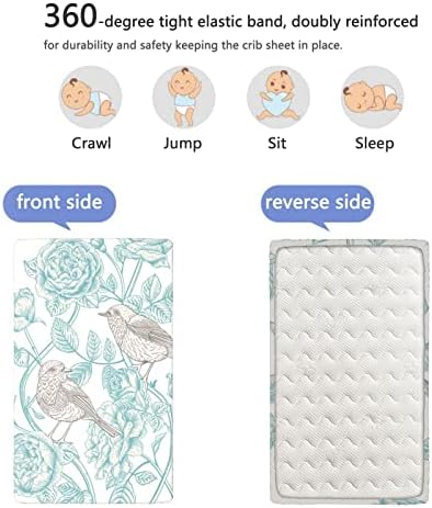 Гроздобер ботаника тематски опремени мини чаршафи за креветчиња, преносни мини креветчиња со меки дете за душеци опремени за момче или девојче