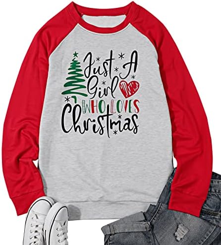 Единственане само девојка која сака џемпер за новогодишна елка за жени Божиќно дрво со долги ракави кошула Божиќни графички врвови