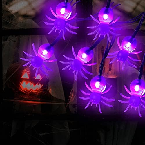 Yemaxi Halloween String Light 30 LED 16 ft Виолетова жица светла батерија оперирајќи висечка светлина со 6 часа тајмер водоотпорни