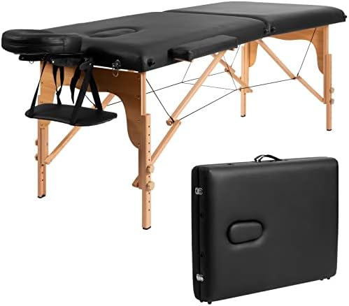 N/A 84 L Преносна маса за масажа прилагодлива спа -кревет за лице со лежишта со тетоважа w/носење црна црна боја