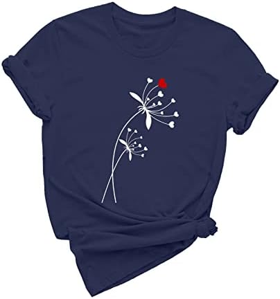 Памук Топ женски летен есен 2023 Облека Краток ракав екипаж графичка обична блуза маичка за девојчиња СМ СМ
