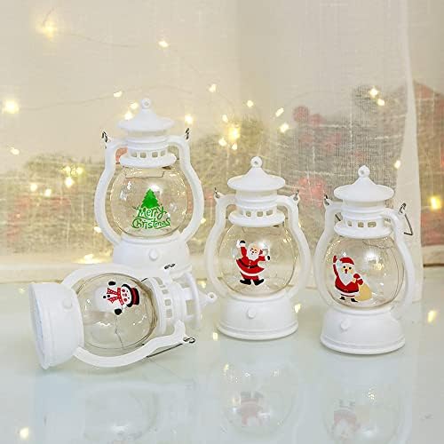 Божиќни фенери за украси Декоративни декорации за декорација на домови, осветлени божиќни снежни топки ноќно светло, Божиќен декор снег глобус фенер Божиќ Декорат