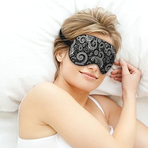 Црно -бела шема на пајсли маска за спиење мека маска за очи за очите на ефективно засенчување на засенчување со еластична лента
