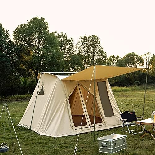 Камп за кампување на Unistrengh, водоотпорен памук платно кабински шатор 4 сезони засолништа за кампување на отворено во кампување со трева, мрежа и дополнителни широки